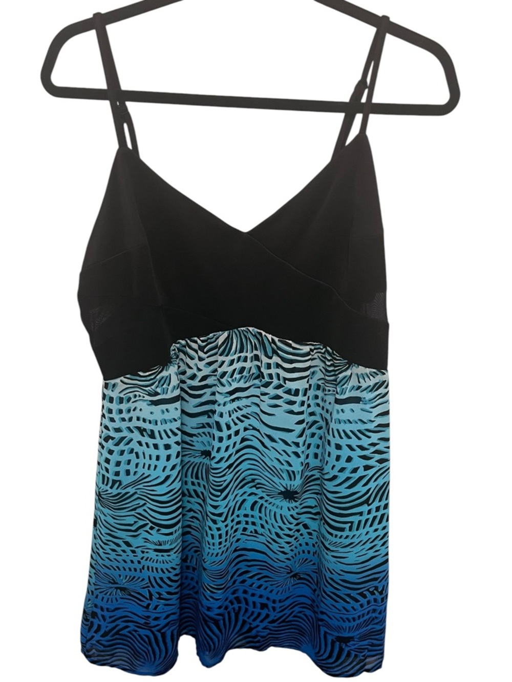 Nicole by Nicole Miller Aqua Blue Ombré Chiffon Party Dress. NWT